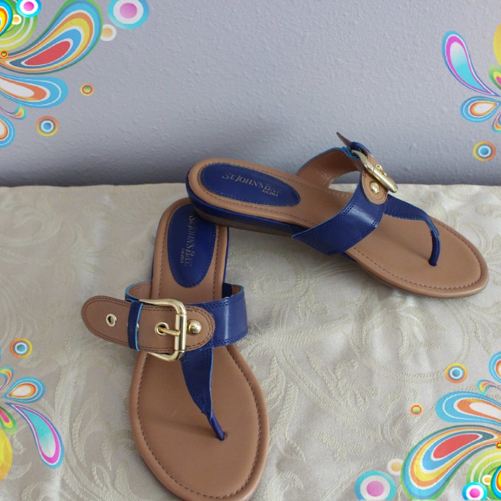 St. John's Bay Blue Buckle Sandals Size 8M